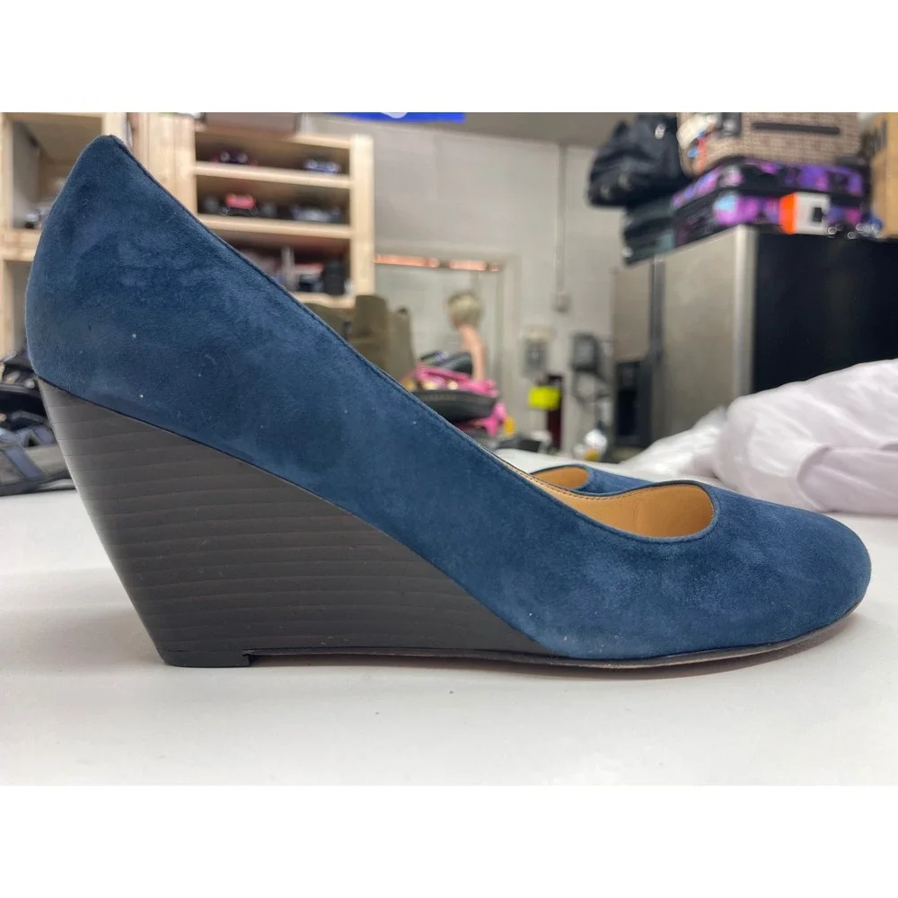 Cole Haan Nike Air Blue Suede Wedge Pumps Shoes Womens 9.5 B D40826